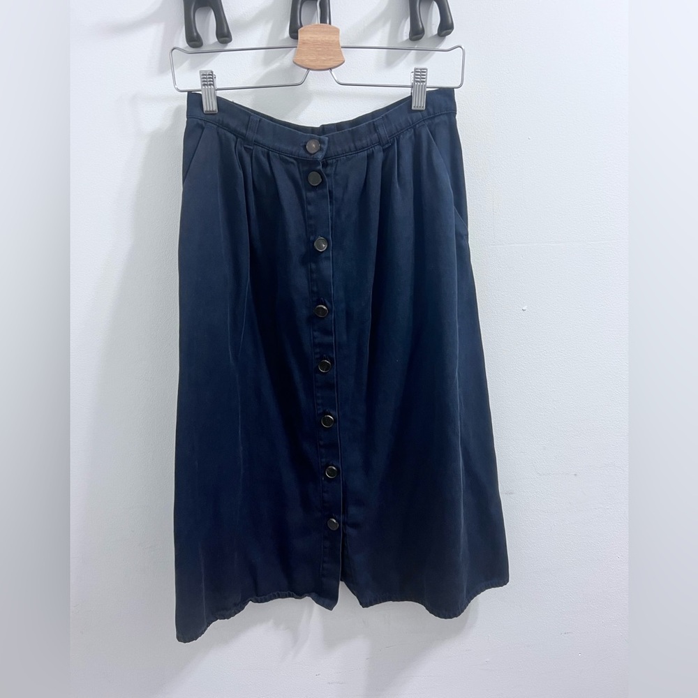 Sezane Navy Button Front Skirt Size 38